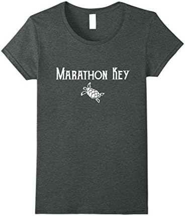 Womens Marathon Key Florida Vacation Souvenier Shirt With Sea Turtl Large Dark Heather