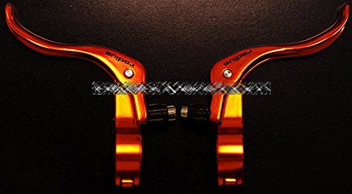 Radius Made in Taiwan Forged Aluminum Alloy Brake Lever Set – Anodized Orange, for Fixie Fixed Gear Road Bike Bicycles Caliper Brakes