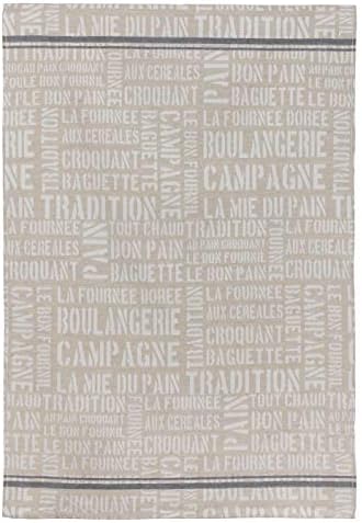 COUCKE French Cotton and Linen Towel, Au Bon Fournil (Bakery), 20-Inches by 30-Inches, Gray