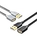 OKRAY USB Extension Cable, 2-Pack 10Ft USB 2.0 Extension Cord - Type A Male to A Female Extender Cable Nylon Braided with Gold-Plated Connector for USB Flash Drive/Hard Drive/Keyboard/Printer/Webcam