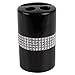 Crystal-Trimmed 4-Piece Ceramic Bathroom Set (Black), Chic Design Bathroom Accessory Set Bath Accessories For Bathroom Includes Soap Dish, Tumbler, Toothbrush Holder, and Lotion Dispenser