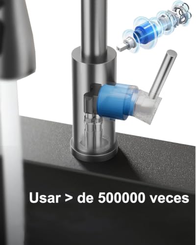 Actualizado Grifo de Cocina de Acero Inoxidable - 1 Mezcladora para Fregadero + 1 Cepillo de Limpieza +1 Paño Limpieza + Otros Accesorios, Grifo Llaves para Fregadero de Cocina Llave Mezcladora Negro