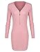eshion Women Gray V Neck Long Sleeve Bodycon Mini Sweater Dress Top