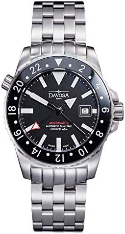 Davosa Black Argonautic Dual Time Diver Helium Valve Wrist Watch