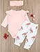 Baby Girl Clothes Newborn Flamingo Outfits Pink Bodysuit Romper+Pants with Headband 3Pcs Sets(3-6M)/Size: 80