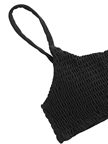 SOLYHUX Women's Two Piece Shirred Bikini Set Black XL