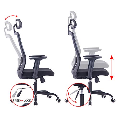 Sidanli Black Office Chair, High Back Mesh Desk Chair, Ergonomic