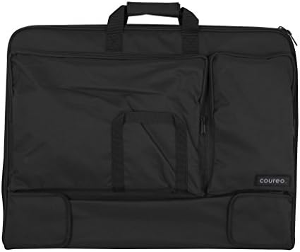 Coureo Multi-Pocket Art Portfolio Case 18” x 24” x 2” | Heavy-Duty Carrying Bag for Students, Artists, and Professionals | Black