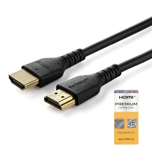 StarTech.com Câble HDMI 2.0 certifié de qualité supérieure avec Ethernet, durable haute vitesse UHD 4K 60 Hz HDR, cordon HDMI robuste M/M avec fibre aramide, TPE, moniteurs, téléviseurs et écrans