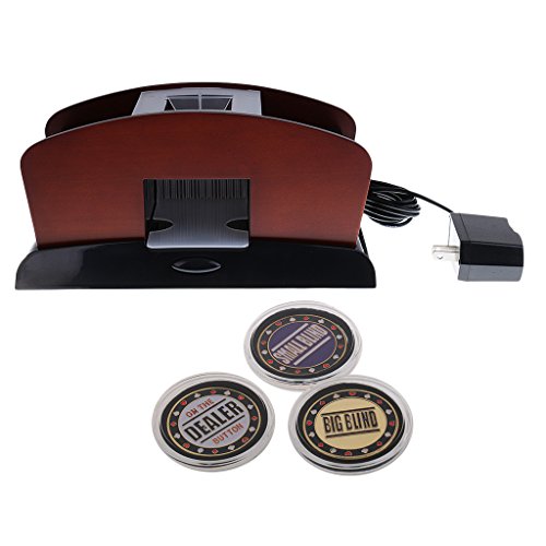 Baoblaze Casino 2 Deck Wood Automatic Card Shuffler Machine Poker Accessory+Dealer #1