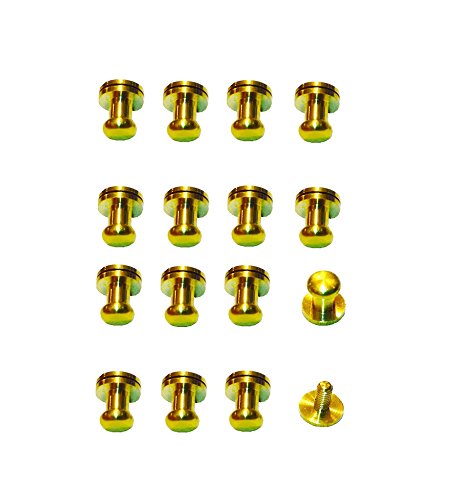 15 Sets, Copper Head, Button Stud Screw back Spots for Leather, base:9mm (11/32 inch), head:8mm (5/16 inch), height(without screw): 9mm (11/32 inch) - Thumbnail 3
