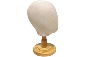 shamjina Retro Cork Canvas Wig Mannequin Head Heavy Duty Caps Glasses Display Stand Model - Low Wood