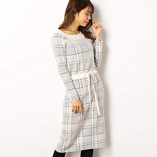 Amazon レッセパッセ Laisse Passe チェックjqニットワンピース 01アイボリー 038 M ワンピース チュニック 通販
