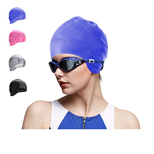 OKELA Silicone Solid Swim Cap,Comfortable&Waterproof UV Bathing Swimming Cap for Women and Men, Ideal for Short Medium Long Hair...