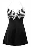 Swimsuit,YaYa Bay Womens Vintage Sailor Straps Halter Pin Up Swimsuit One Piece Cover Up Bathing Suit 4x Large Black