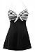 YaYa Bay Swimsuit, Womens Vintage Sailor Straps Halter Pin Up Swimsuit One Piece Cover Up Bathing Suit 2X Large Size Black
