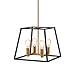 Artika CAR15-ON Carter Square 4 Pendant Fixture, Kitchen Island Chandelier, with a Steel Black and Gold Finish, 8-Light