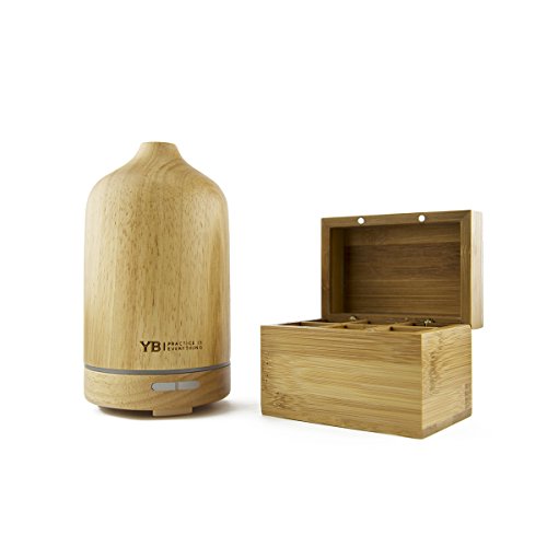Essential Oil Diffuser & Humidifier [official], Wood - by YOGABODY for Aromatherapy, 3-6 Hrs. Mist, Auto-Off Plus Light