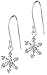 Sterling Silver CZ Simulated Diamond Snowflake Dangle Earrings for Women