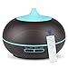 Depnee Essential Oil diffuser, 550ml Humidifier with Remote Control, Timer, Waterless Auto Shut-off and 7 LED Light Colors for Home Bedroom Office Yoga Spa – Dark Wood Grain
