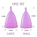 Menstrual Cup Soft Silicone Set - Best Feminine Reusable Period Moon Cups Starter Kit of 2 Pack With Free Box & Bag - Alternative to Sanitary Napkins Instead Softcup - Purple 2 Size by Diggold