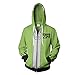 Unisex Invader Zim Hoodie Halloween Costume Cosplay Mens Casual Hooded Zip Up Pullovers Green