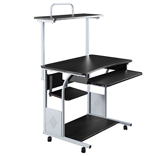 Buy Eight24hours Computer Desk w/ Printer Shelf Stand Rolling Laptop