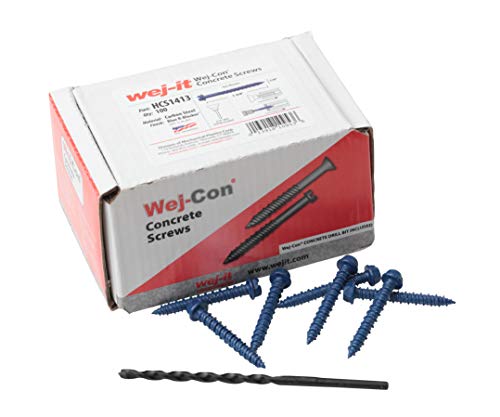 Wej-It Wej-Con Concrete Screws 100 Pack - Drill Bit Included - Carbon Steel Corrosion Resistant for Indoor Outdoor Home/Office Improvement (Hex Washer Head with Slotted Drive, 1/4 x 1-3/4) - Thumbnail 6