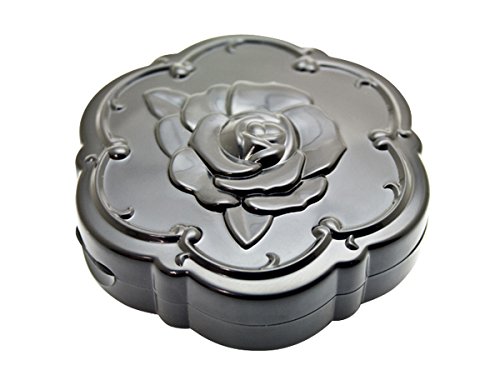 Black rose design portable contact lens case travel kit