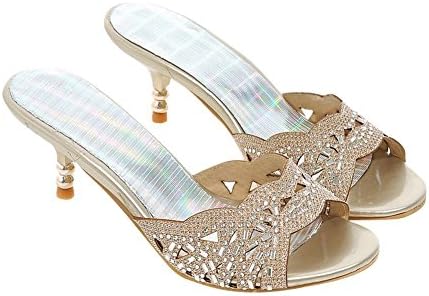 Carolbar Women's Stiletto Rhinestones Dress Sandals