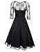 GlorySunshine Women Vintage Bridesmaid Floral Lace Net 3/4 Sleeve Formal Sexy Swing Dress