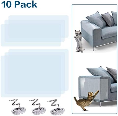 GoHoKi 4pcs Large Cat Furniture Protector 6pcs Small Cat Scratch Protector with Pins Cat Scratch Guard Protect Sofa Table Set Slipcover Pads