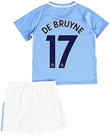 kaerok 17/18 New Season Manchester City DE Bruyne 17 Kids/Youths Home Soccer Jersey Shorts Size 28, 13-14 Years Old