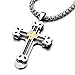 COOLSTEELANDBEYOND Mens Large Masculine Cross Pendant Necklace Steel with Steel Cable Inlay, 30 Inches Wheat Chain