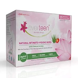 everteen Natural Intimate Hygiene Wipes for Women – 1 Pack (15 Individually Wrapped Wipes)