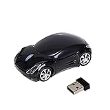 Mchoice 2.4GHz 1200DPI Car Shape Wireless Optical Mouse USB Scroll Mice for Tablet Laptop Computer (Black)
