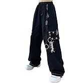 ENFUSO Embroidered Pattern Cargo Pants Harajuku Hip hop Wide Leg Pants Waist Pant Gothic Sport Casual Pants