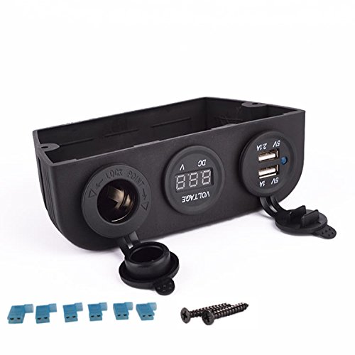 IZTOSS 12-24V car Dual Marine Cigarette Lighter Splitter Power Adaptor Sockets + USB Charger