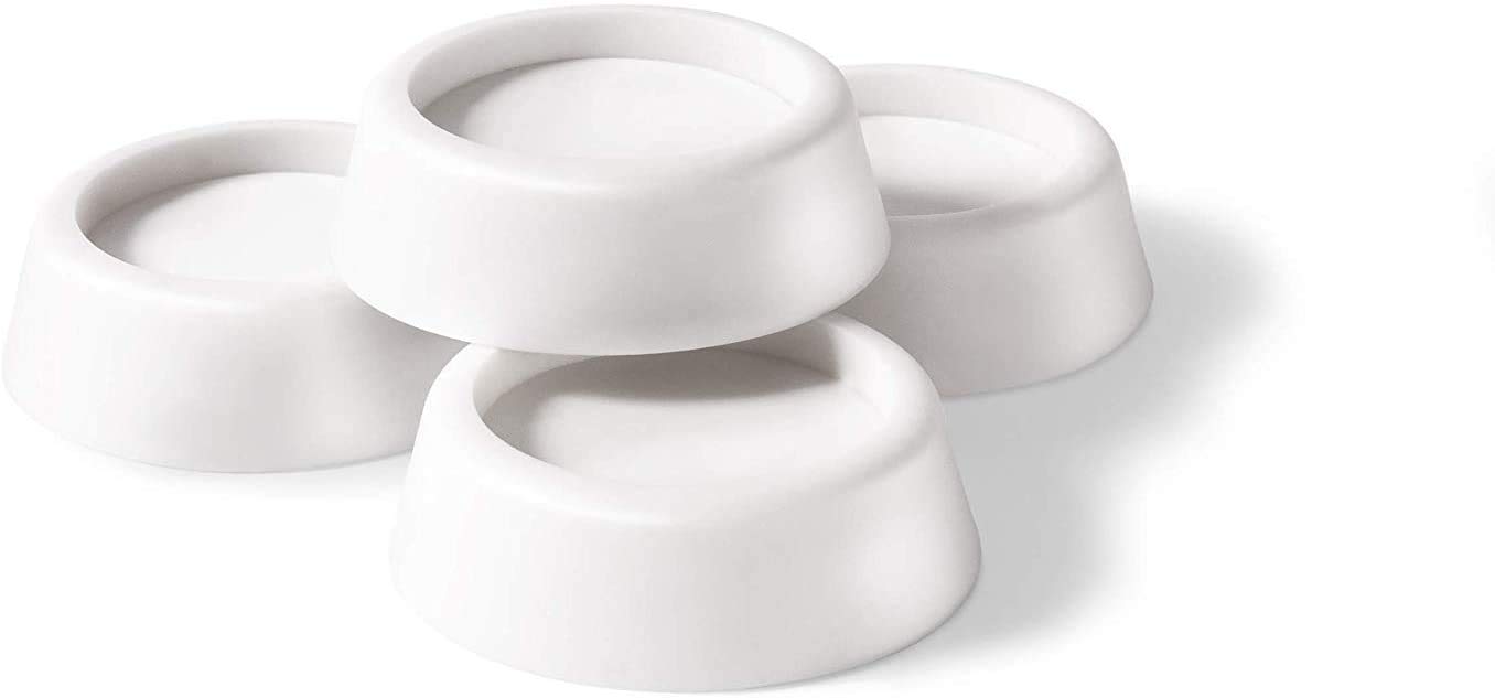 Invero 4 Pack of Universal Appliance Anti Vibration Non-Slip White Rubber Feet Pads - Ideal for all Washing Machines, Tumble Dryers and Dishwashers - (64mm x 57mm x 45mm)