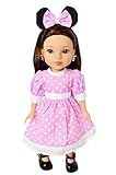 Brittany's My Pink Mouse Dress Compatible with Wellie Wisher Dolls, Hearts for Hearts, Glitter Girls Dolls- 14 Inch Doll Clothes