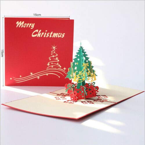 UNIQUEplus Merry Christmas Creative 3D Pop UP Greeting Gift Cards (Christmas Tree)