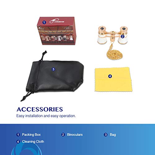 6 Aomekie+Opera+Glasses+Binoculars+3X25+Theater+Glasses+Mini+Binocular+Compact+with+Chain+for+Adults+Women+Kids+in+Musical+Concert+White