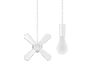 SmoTecQ Ultra Long Ceiling Fan Pull Chain Extender, Embedded with Decorative Frosted Glass Bulb and Fan Cord for 3mm Beaded Ceiling Fans and Light Fixtures (White)