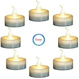 Topstone Flameless Flickering Candles with Timer,6 Hours On and 18 Hours Off in Cycle,Battery Operated Warm White LED Tea Light Candles,for Valentine's Day Wedding Party Home Decor,Pack of 8