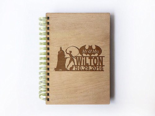 Click Here to See More Images Wedding Guest book (wood) - notebook - Batman and Catwoman