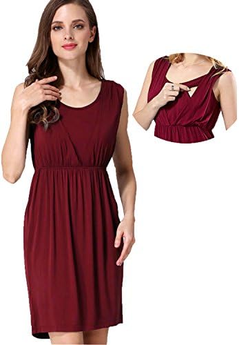 Kamaitachi Women’s U-Neck Sleeveless Maternity Breastfeeding Nursing Dress