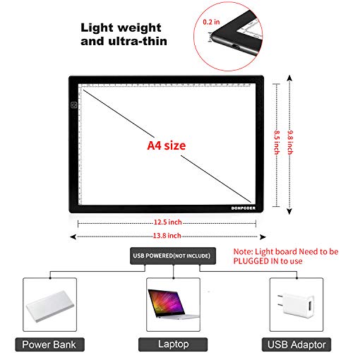 17in Light Box for Tracing- Light Board for Diamond Painting Art A4 Ultra Thin Light Pad for Drawing Sketching Animation Stencilling with 2 Magnetic Pins (2nd GEN Light pad-A4M)