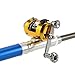 Jatzde LIXIANGNAN Mini Portable Pocket Fish Rod Pen Aluminum Alloy Fishing Rod Pole Reel Combos (Blue)