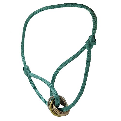 Baoli Handmade Jewelry Red Black String Contrast 3 Loop Rope Bracelet Adjustable (light blue)
