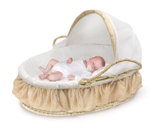 Baby Moses Basket with Canopy, Bedding, and Pad